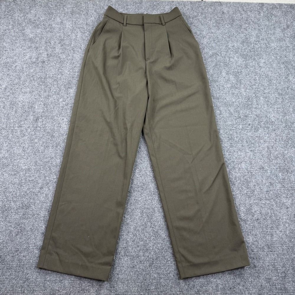 UNIQLO Pants Size XS 24-25W Khaki Wide Leg Pleated Recycled Polyester Men's - Picture 2 of 9